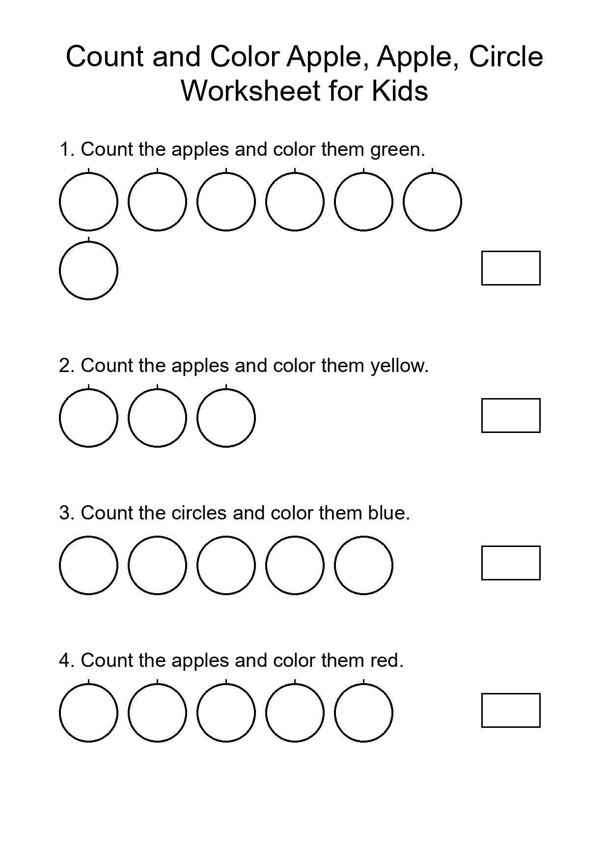 Count and Color Apple, Apple, Circle Worksheet for Kids