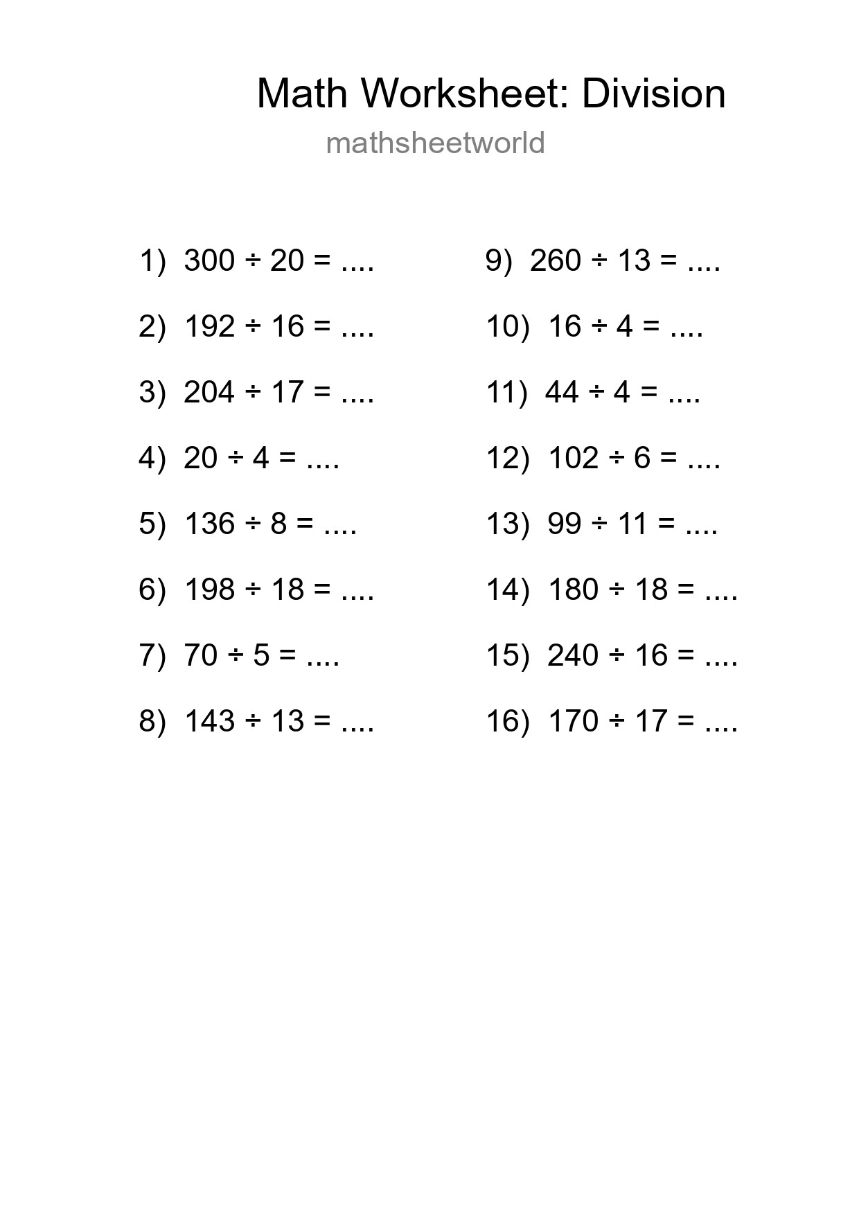 Free 16 Division Math Worksheet For Grade 2 - Part 136