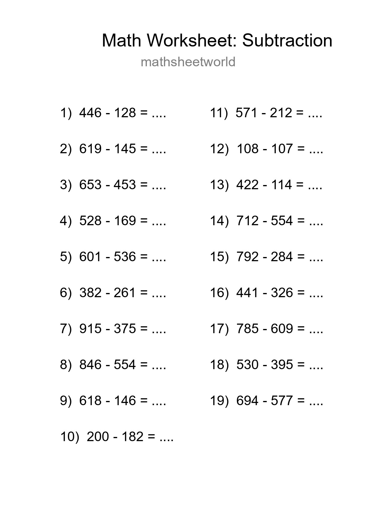 Free 19 Subtraction Math Worksheet For Grade 5 With Answers - Part 52