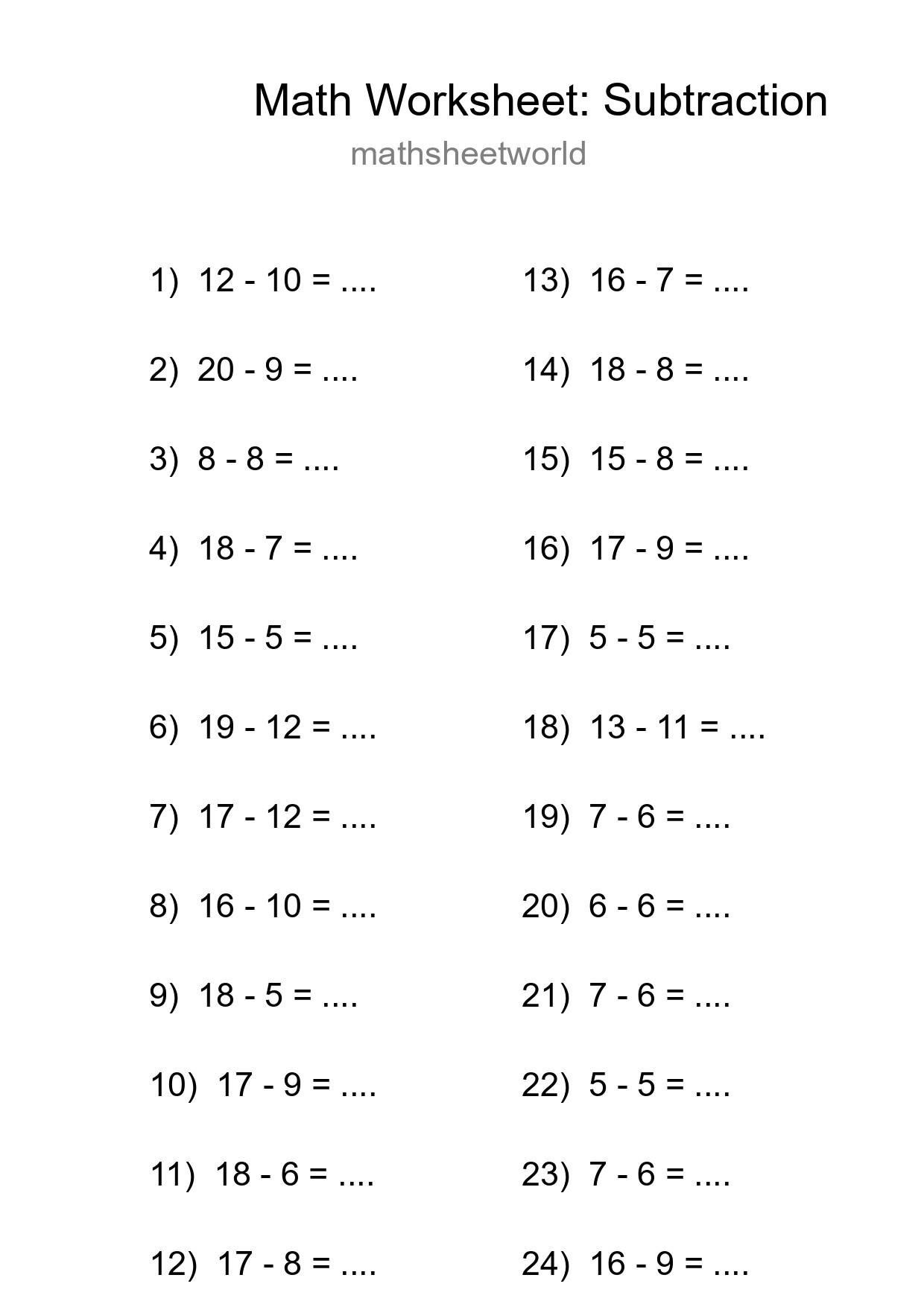 Free 24 Subtraction Math Worksheet For Grade 2 With Answers - Part 151