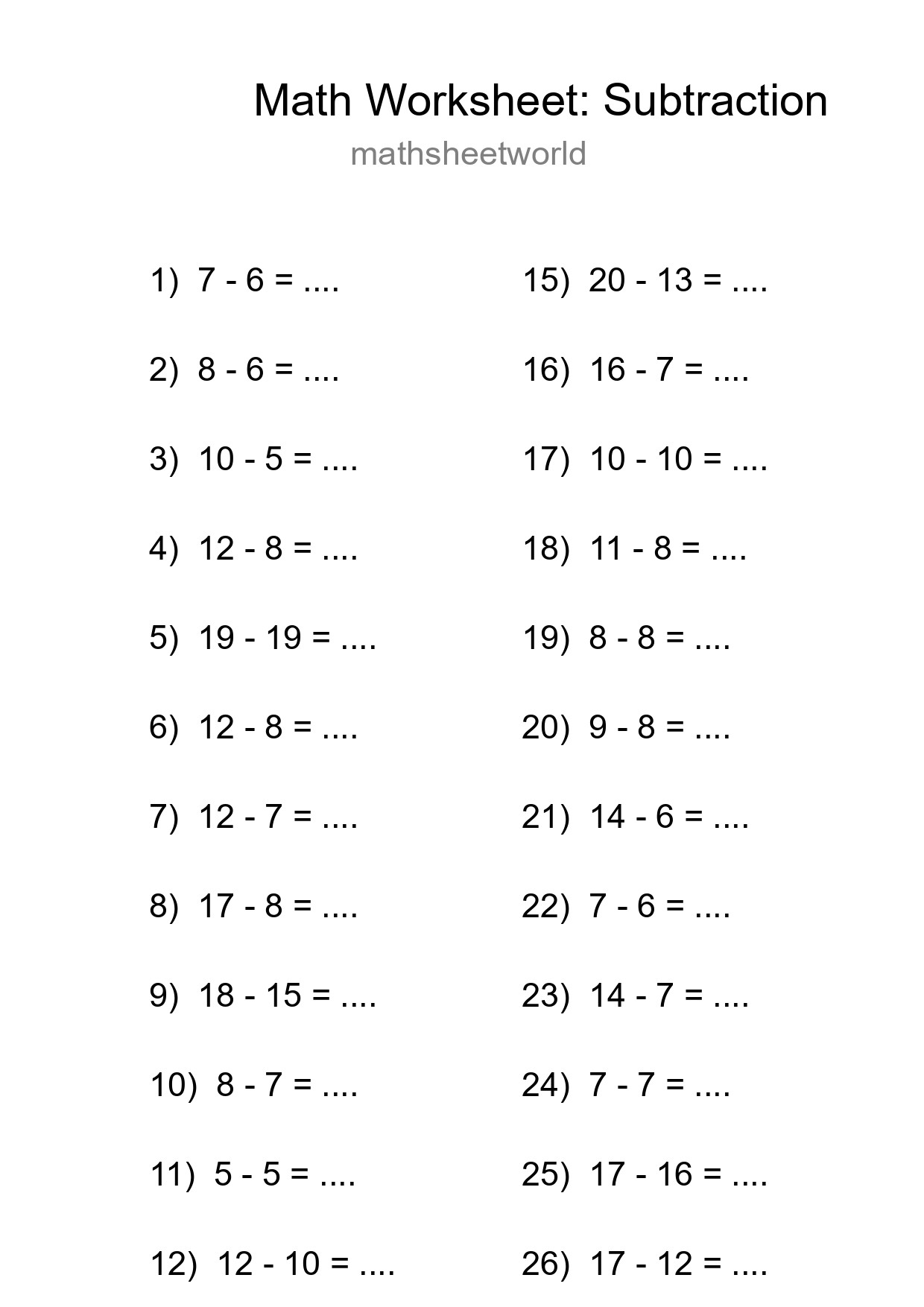 Free 28 Subtraction Math Worksheet For Grade 2 - Part 41