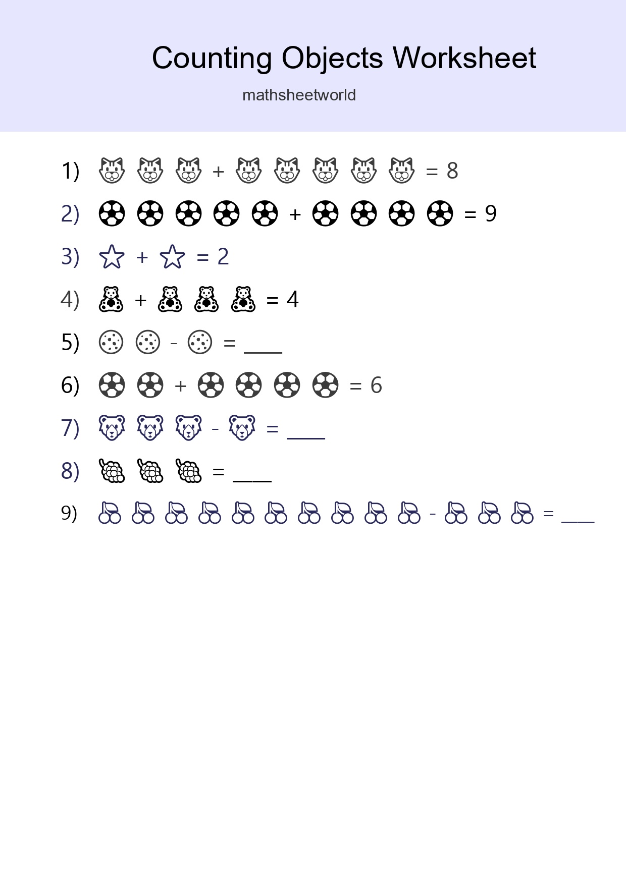 Free Counting Objects Worksheet For Kindergarten - Part 190