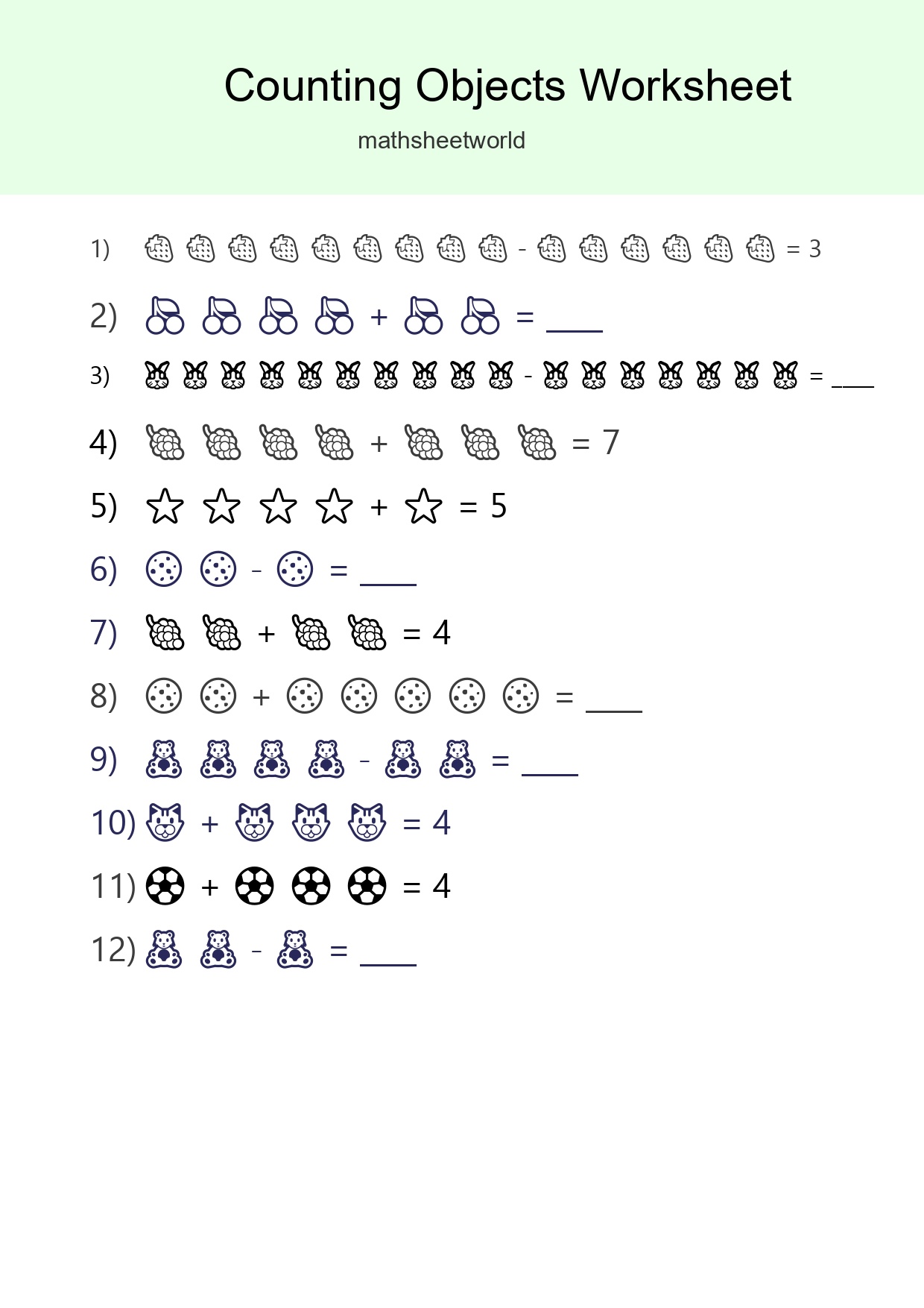 Free Counting Objects Worksheet For Kindergarten Printable - Part 14