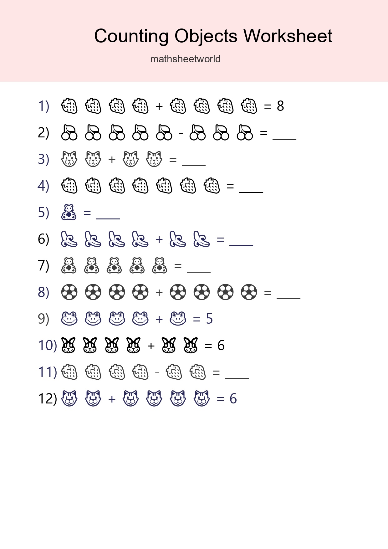 Free Counting Objects Worksheet For Kindergarten Printable - Part 179