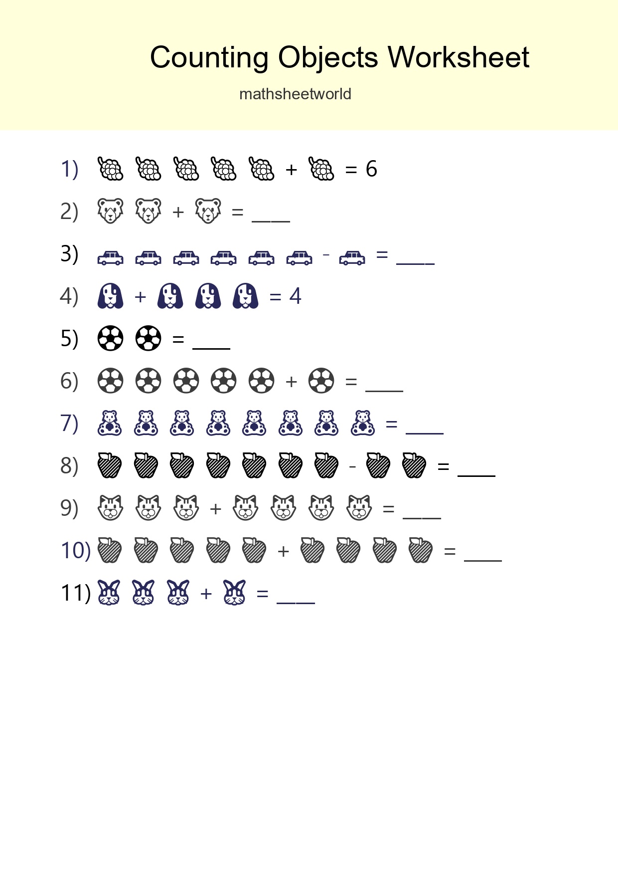 Free Counting Objects Worksheet For Kindergarten Printable - Part 91