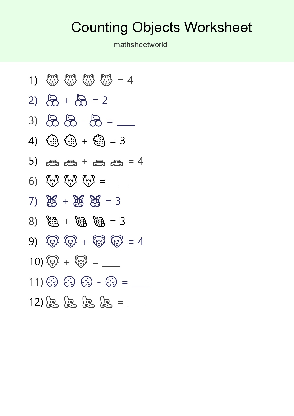 Free Counting Objects Worksheet For Pre-K Printable - Part 157