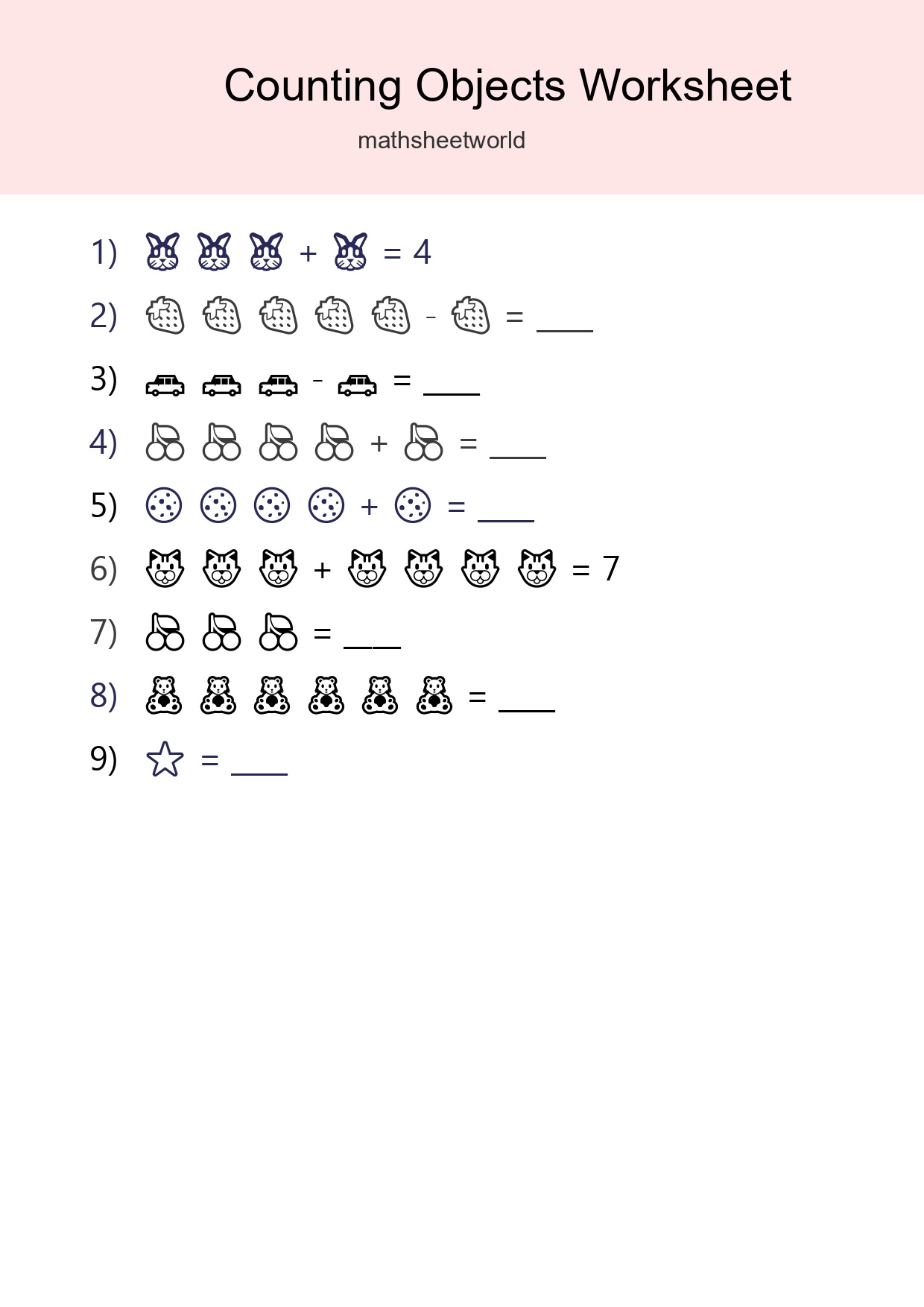 Kindergarten Count The Objects Worksheet - Part 113