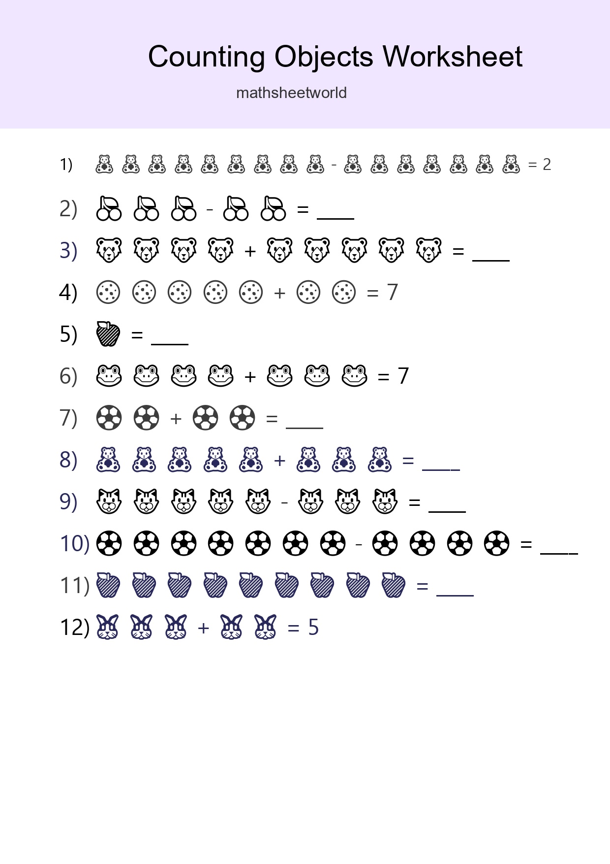 Kindergarten Count The Objects Worksheet - Part 146