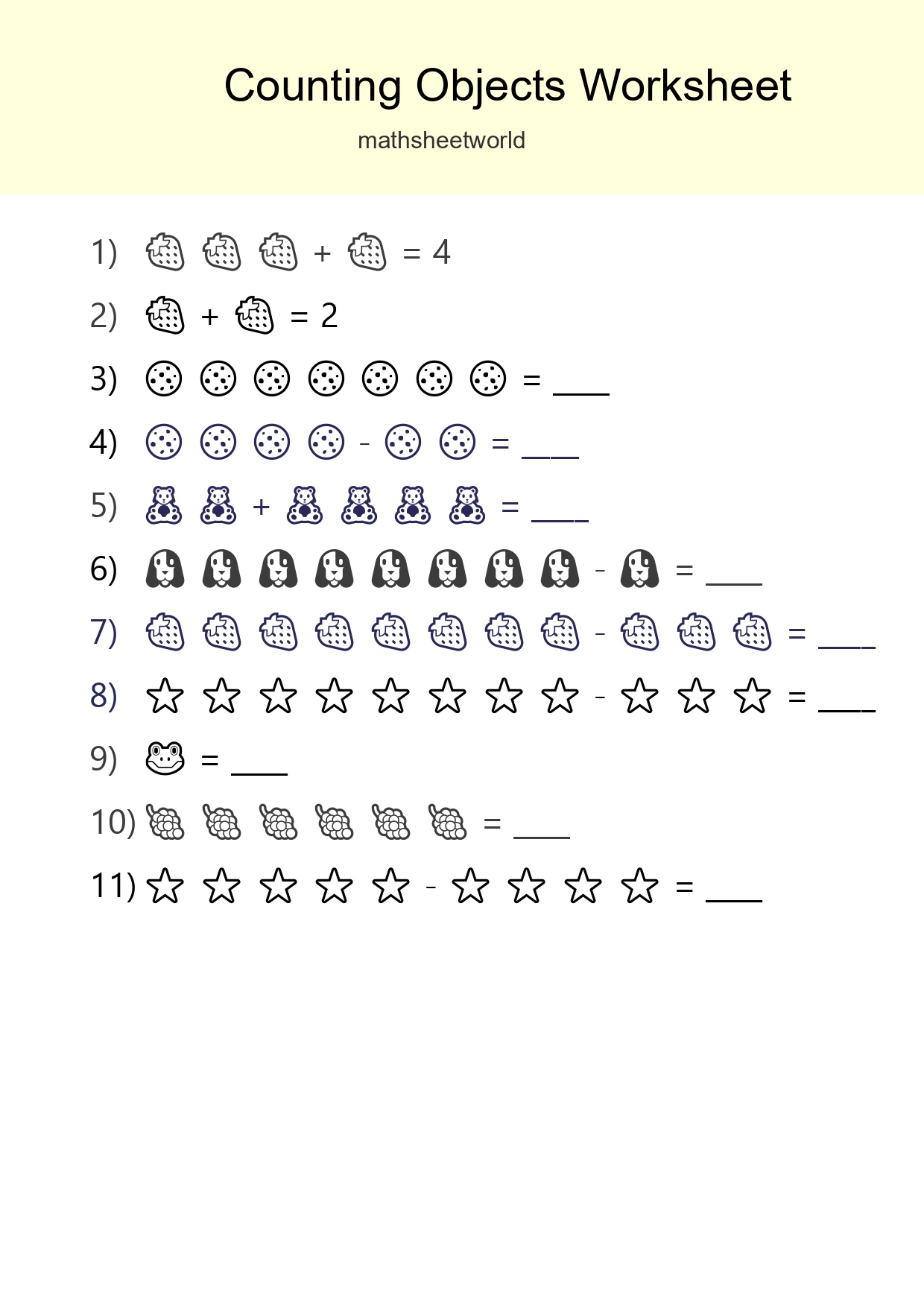 Kindergarten Count The Objects Worksheet - Part 212