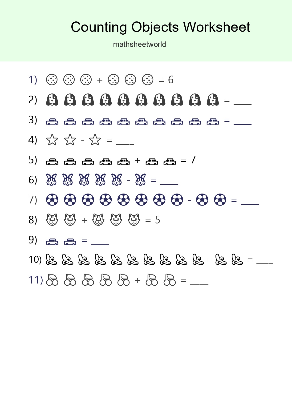 Kindergarten Count The Objects Worksheet - Part 234