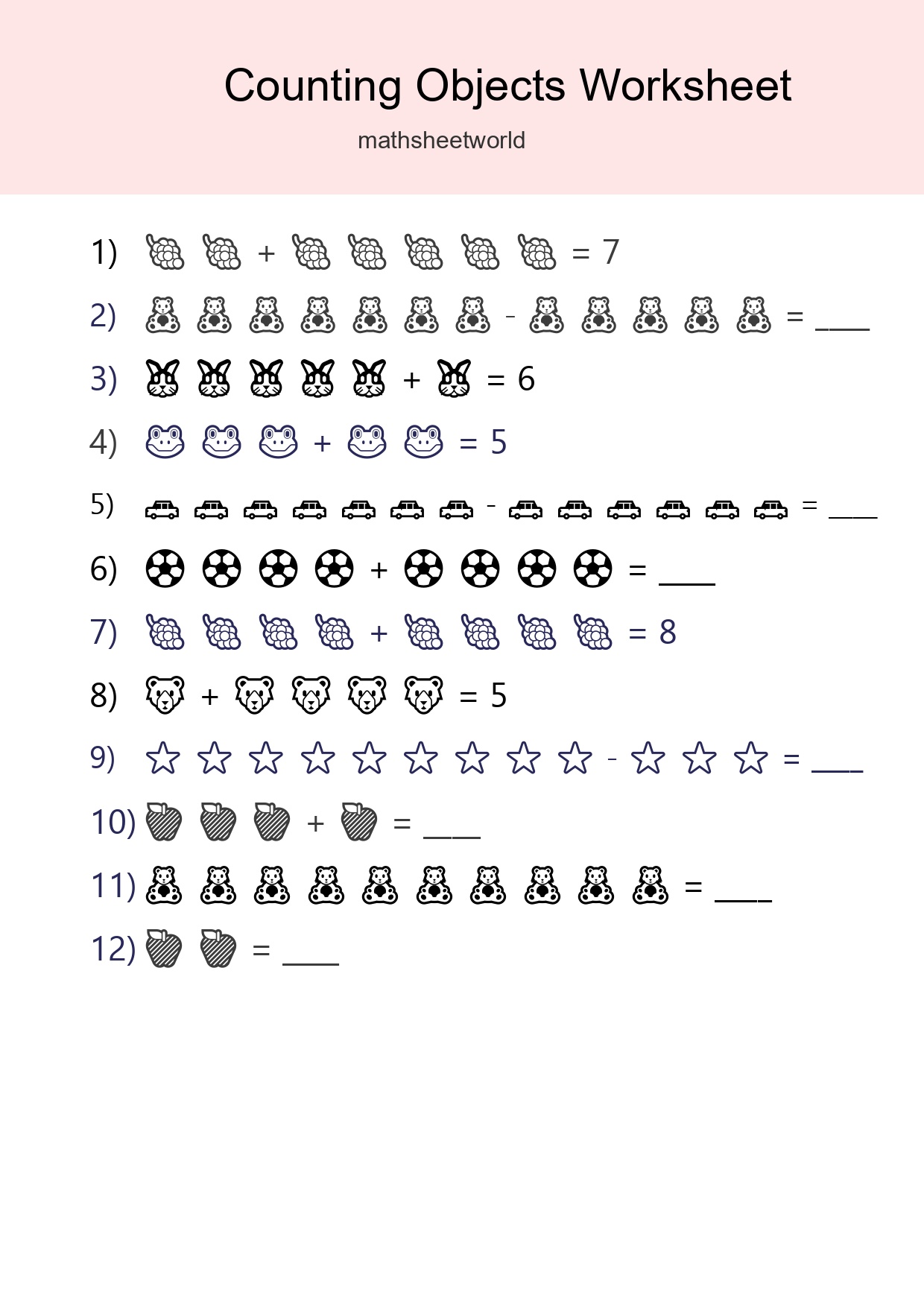 Learn Counting With Pictures Worksheet (Kindergarten) - Part 278