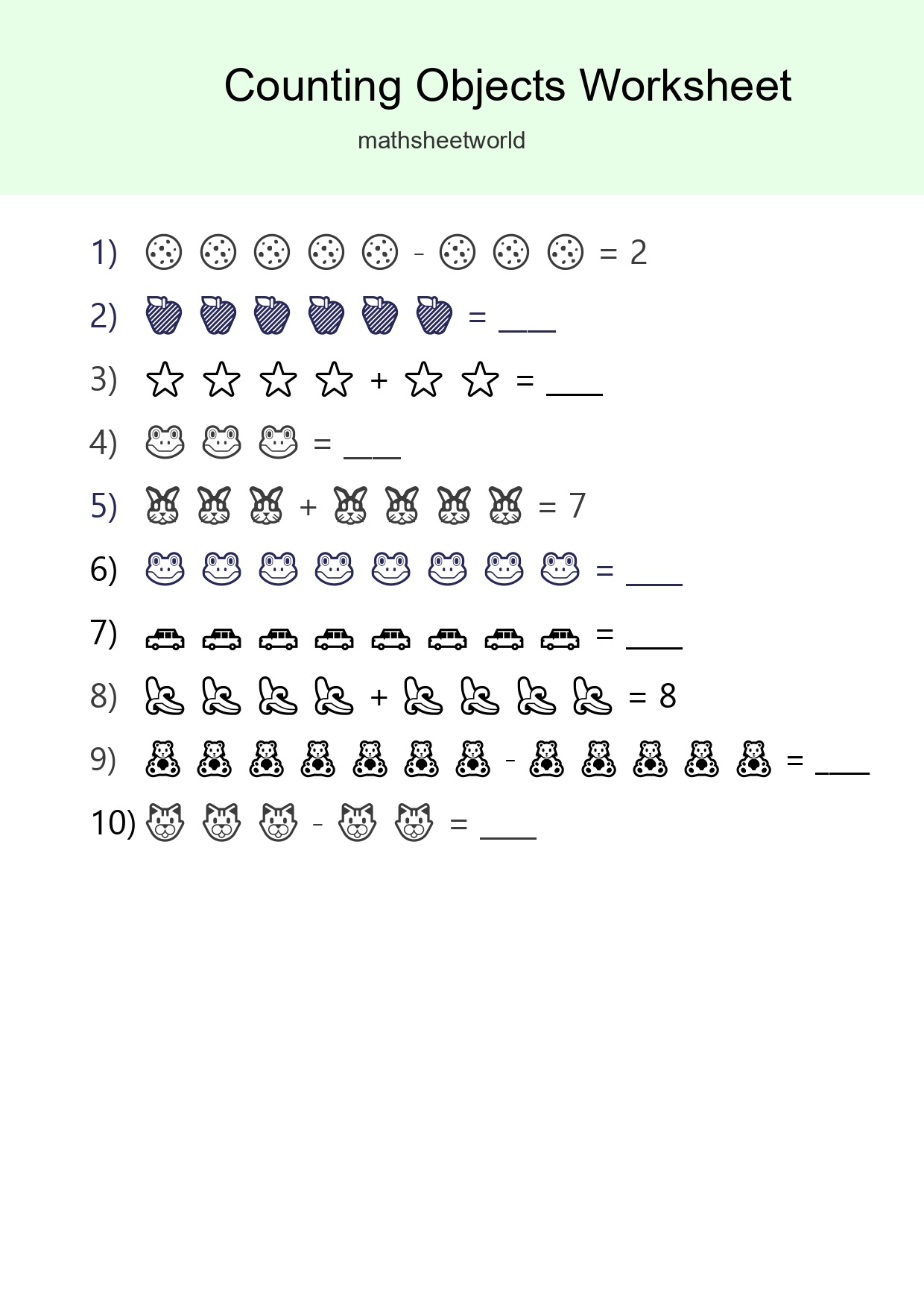 Learn Counting With Pictures Worksheet (Kindergarten) - Part 3
